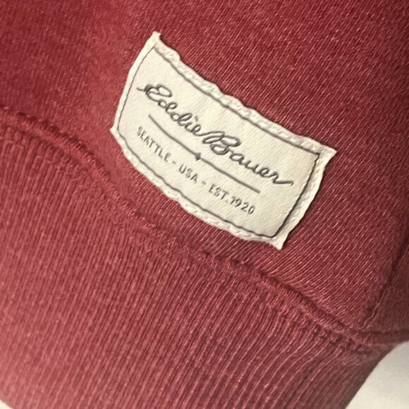Eddie Bauer Maroon Burgundy Crewneck Sweatshirt Cozy Casual Men's Large - Picture 5 of 8